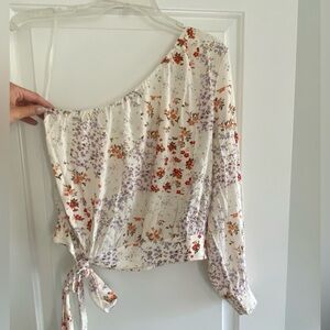 American Eagle Outfitters Floral One-Shoulder Blouse